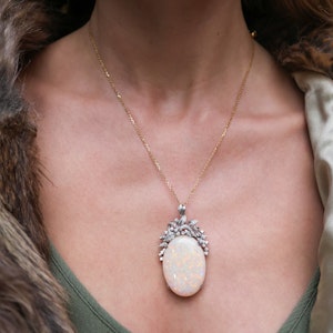 Large Opal Diamond Pendant/Brooch at Deco&Vintage Ltd