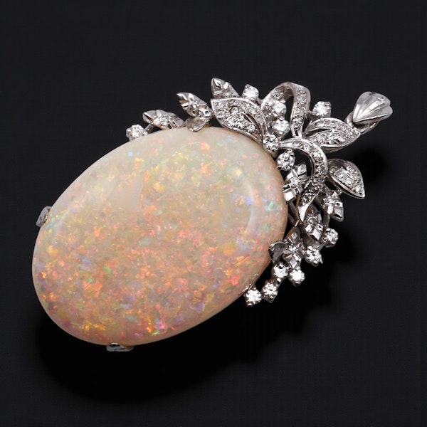 Large Opal Diamond Pendant/Brooch at Deco&Vintage Ltd - image 4