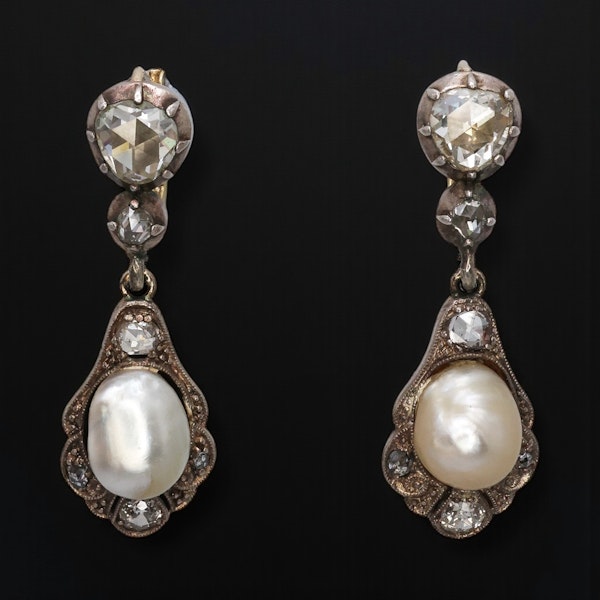 Lovely Victorian Natural Pearl And Diamond Earrings at Deco&Vintage Ltd - image 3