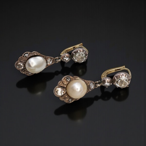 Lovely Victorian Natural Pearl And Diamond Earrings at Deco&Vintage Ltd - image 2