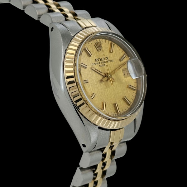 ROLEX LADY DATE STEEL/GOLG JUBILEE BRACELET CHAMPAGNE LINEN DIAL 6917 - image 3