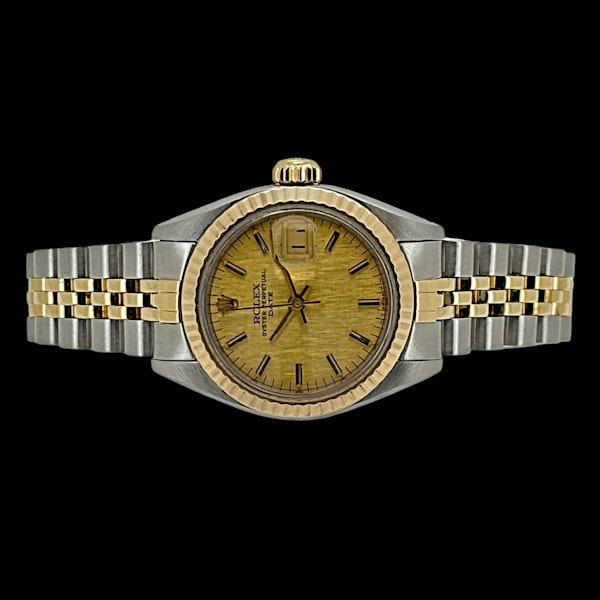 ROLEX LADY DATE STEEL/GOLG JUBILEE BRACELET CHAMPAGNE LINEN DIAL 6917 - image 4