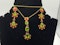 18 ct gold peridot and natural red spinel set comprising dangly necklace and matching earrings. French - image 1