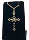 Edwardian 18 ct. gold, peridot, ruby and pearl cross on 15 ct. chain - image 1