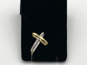 Vintage 18 ct. yellow and white  gold diamond cross