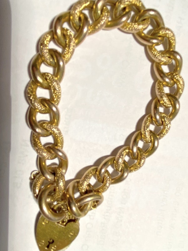 Antique 9 ct. gold chased curb bracelet - image 2
