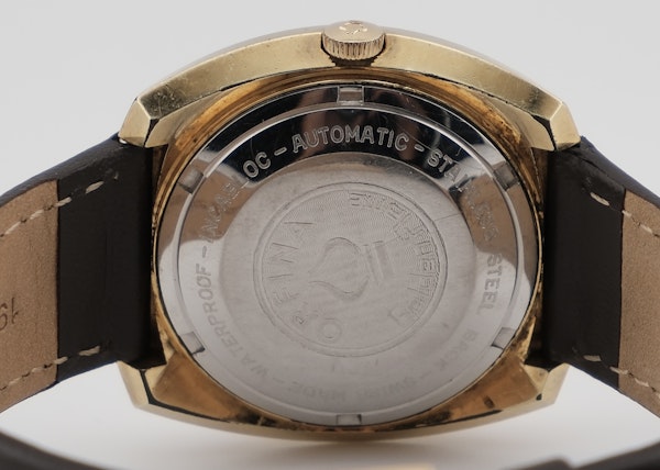 Vintage Orfina Automatic Golden Flame Day Date Blue Dial Swiss Men’s Watch - image 4