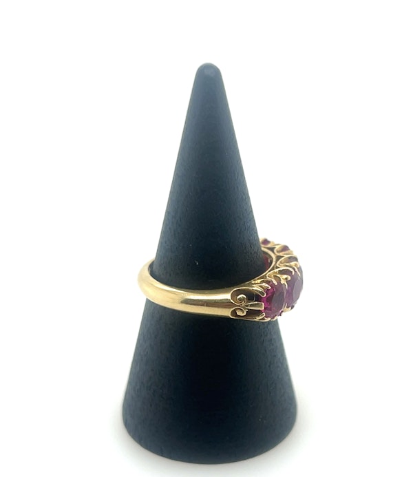 Victorian Five Stone Natural Burmese Ruby Ring in 18ct Yellow Gold - image 2