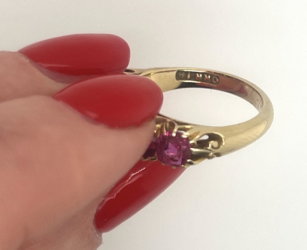 Victorian Five Stone Natural Burmese Ruby Ring in 18ct Yellow Gold - image 3