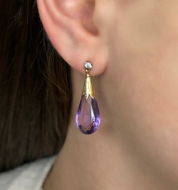 Large Amethyst Drop Earrings - Saddingtons Jewellery Stand 375 - image 2
