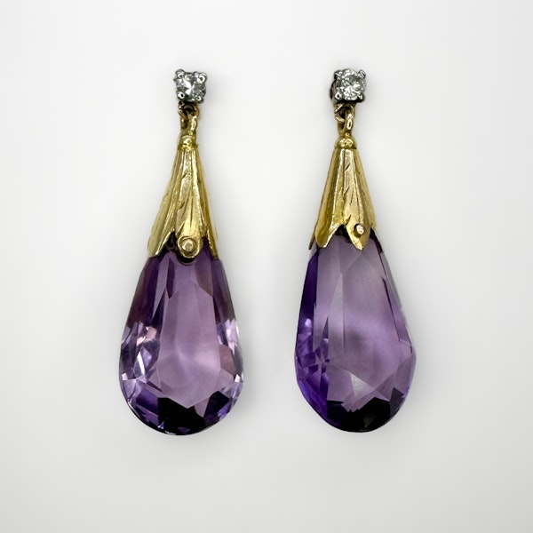 Large Amethyst Drop Earrings - Saddingtons Jewellery Stand 375 - image 1