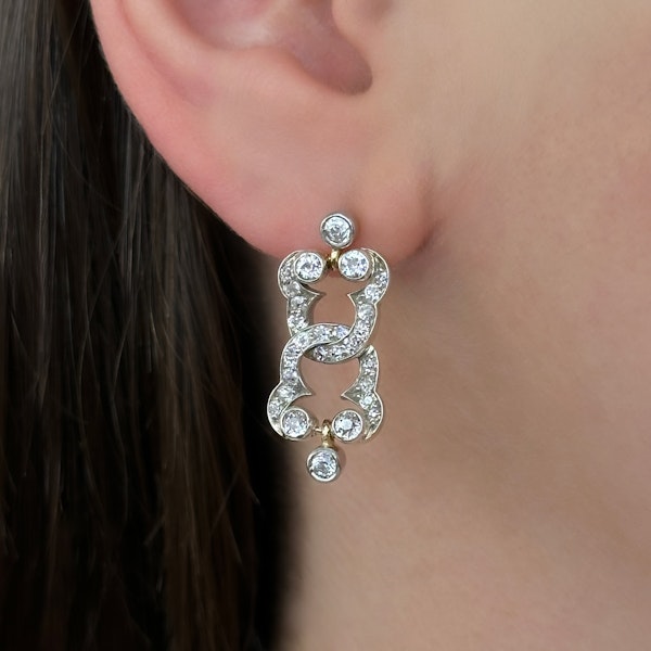 Antique Diamond Rub Over Drop Earrings - Saddingtons Jewellery Stand 375 - image 1