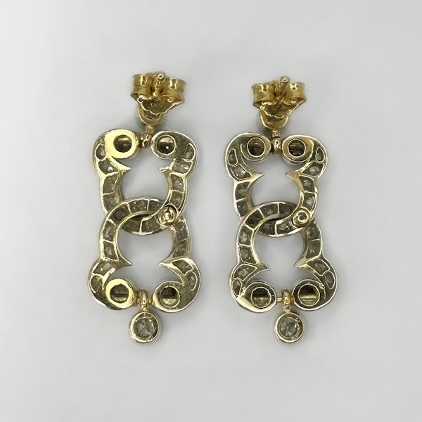 Antique Diamond Rub Over Drop Earrings - Saddingtons Jewellery Stand 375 - image 3