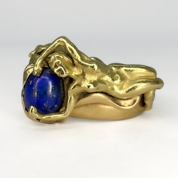 Figurative Art Nouveau Lapis Lazuli Ring - Saddingtons Jewellery Stand 375 - image 1