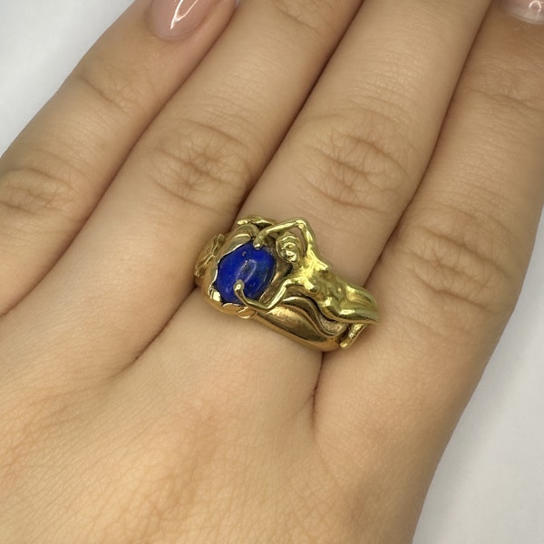 Figurative Art Nouveau Lapis Lazuli Ring - Saddingtons Jewellery Stand 375 - image 4