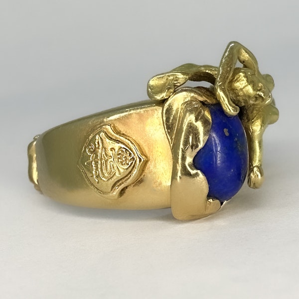 Figurative Art Nouveau Lapis Lazuli Ring - Saddingtons Jewellery Stand 375 - image 2
