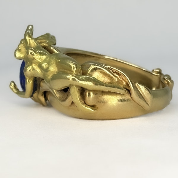 Figurative Art Nouveau Lapis Lazuli Ring - Saddingtons Jewellery Stand 375 - image 3