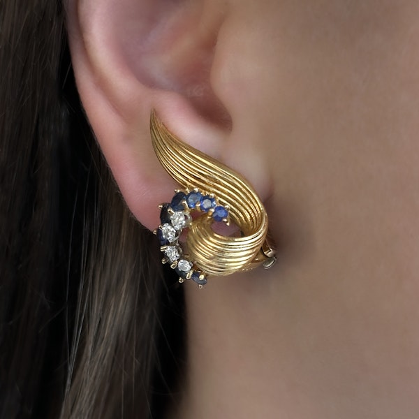 Kutchinsky Sapphire Diamond Swirl Earrings - Saddingtons Jewellery Stand 375 - image 3