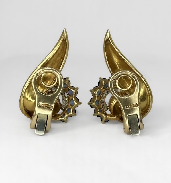 Kutchinsky Sapphire Diamond Swirl Earrings - Saddingtons Jewellery Stand 375 - image 2