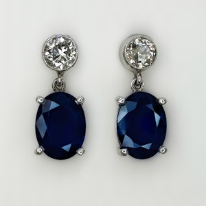 Sapphire and Diamond Drop Earrings - Saddingtons Jewellery Stand 375