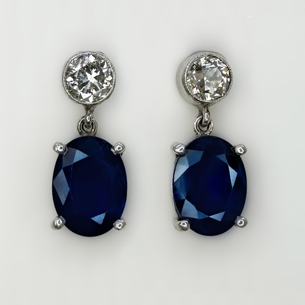 Sapphire and Diamond Drop Earrings - Saddingtons Jewellery Stand 375 - image 1