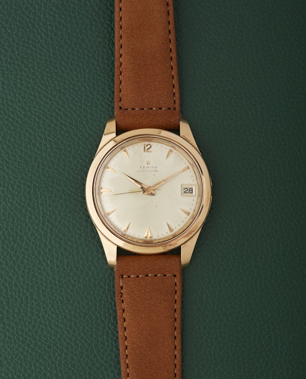 Zenith 18k Rose Gold Spillmann Case Cal.71 Automatic Vintage Watch - image 1