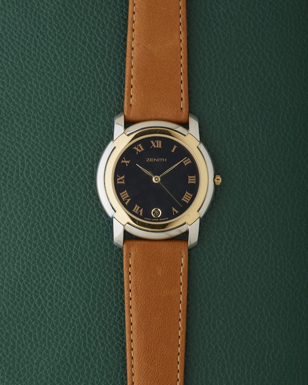 Zenith NOS Ref. 19.0130.387 Vintage Two Toned Black Dial Watch - image 1