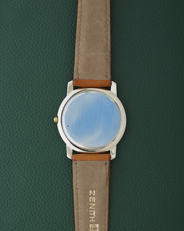 Zenith NOS Ref. 19.0130.387 Vintage Two Toned Black Dial Watch - image 8