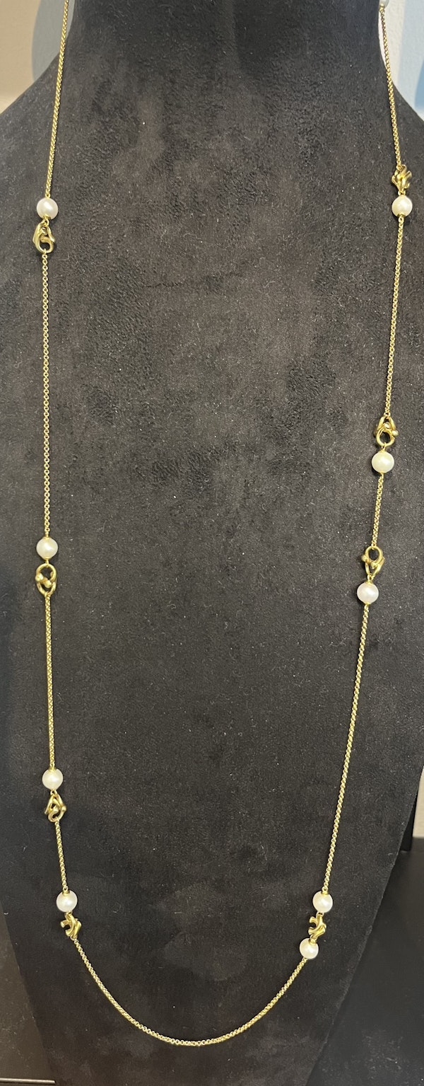 Georg Jensen Magic Long sautoir Necklace 18 carat yellow gold and Pearl. Designed by Regitze Overgaard. Mark Constable Unit 301 - image 2