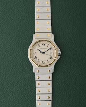 Cartier Santos Octagon Ref.187902 Two Toned 18k Yellow Gold Octagonal Bezel