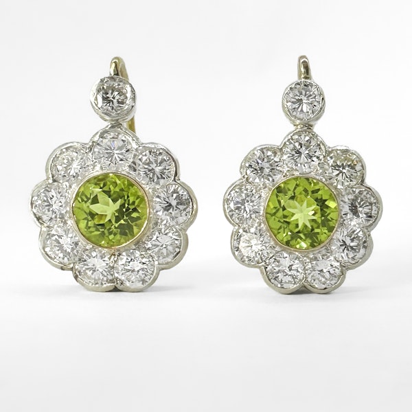 Peridot Diamond Cluster Earrings - Saddingtons Jewellery Stand 375 - image 1