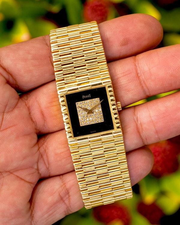 1980 Piaget Traditional ‘Bamboo’ 2131 Onyx & Pave Diamond - image 1