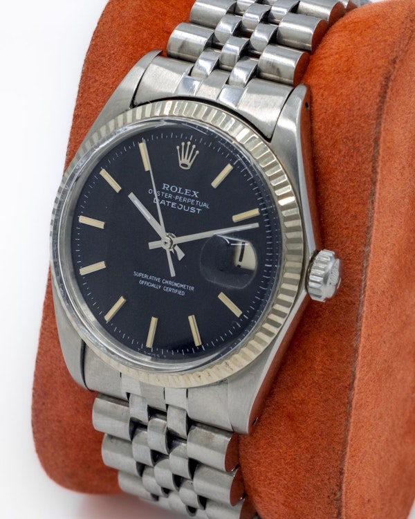 1968 Rolex Datejust 1601 Matt Black ‘Confetti’ Dial Pie-Pan - image 4