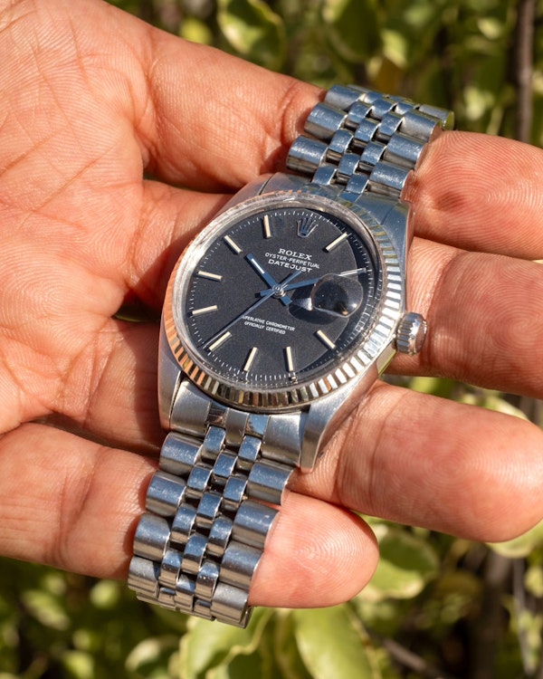 1968 Rolex Datejust 1601 Matt Black ‘Confetti’ Dial Pie-Pan - image 2