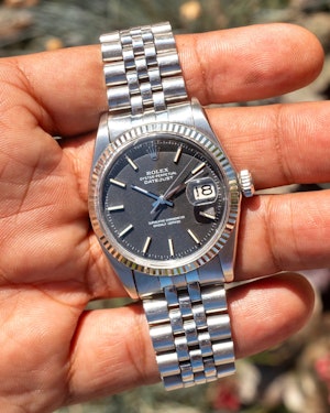 1968 Rolex Datejust 1601 Matt Black ‘Confetti’ Dial Pie-Pan