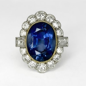 10ct Blue Purple Sapphire And Diamond Cluster Ring - Saddingtons Jewellery Stand 375