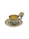 Faberge cloisonné and shaded enamel silver gilt cup and saucer, Moscow c.1900 by Fedor Ruckert. - image 3