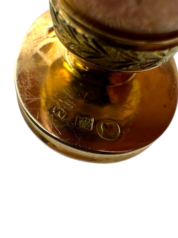 Russian gold and guilloche enamel seal stamp, St Petersburg c.1910 by Andrey Adler. - image 5