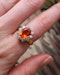 A very fine 18 Carat Yellow & White Gold Oval Fire Opal and Diamond Cluster Ring. London Hallmarks. Circa 1993. - image 3