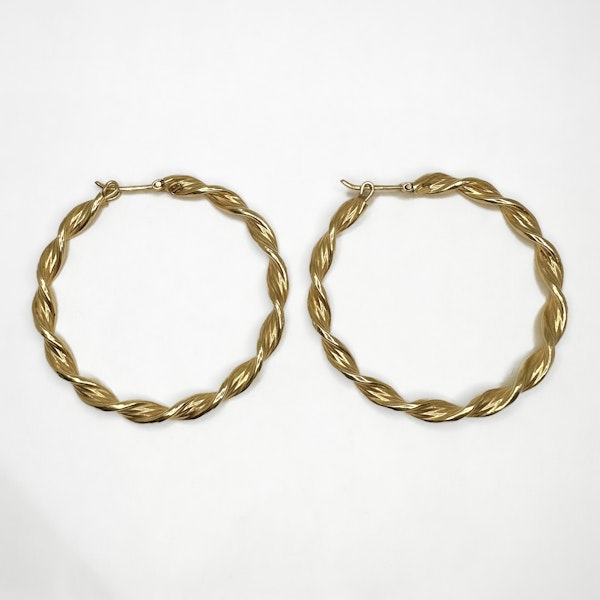 Gold Twist Hoop Earrings - Saddingtons Jewellery Stand 375 - image 3