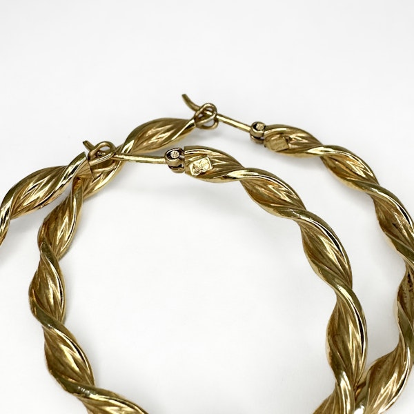 Gold Twist Hoop Earrings - Saddingtons Jewellery Stand 375 - image 2