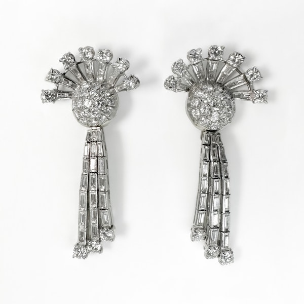 Art Deco Diamond Sunburst Earrings - Saddingtons Jewellery Stand 375 - image 2