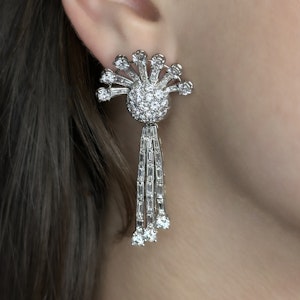 Art Deco Diamond Sunburst Earrings - Saddingtons Jewellery Stand 375