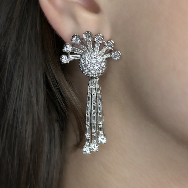 Art Deco Diamond Sunburst Earrings - Saddingtons Jewellery Stand 375 - image 1