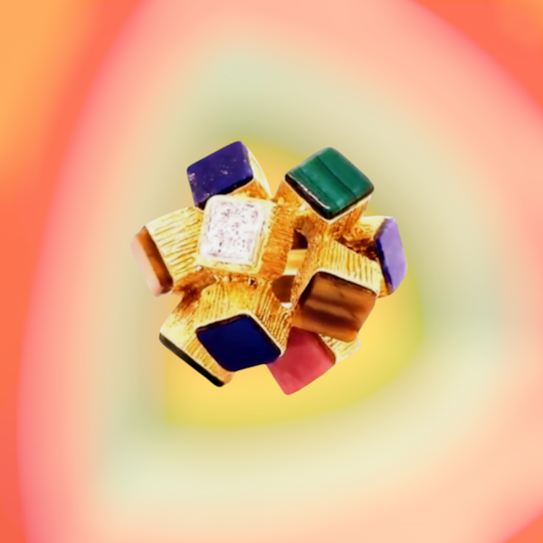 Italian Vintage Cubist Ring - image 1
