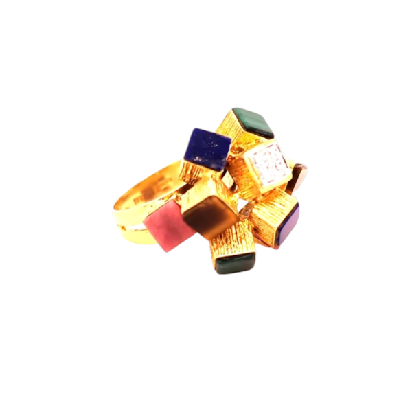 Italian Vintage Cubist Ring - image 3
