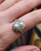 Downstairs at Grays: A very fine 18 Carat Gold and Platinum, Natural Salt Water "Button" Pearl and Diamond Ring in the Edwardian Style. English. Circa 1910 - image 3
