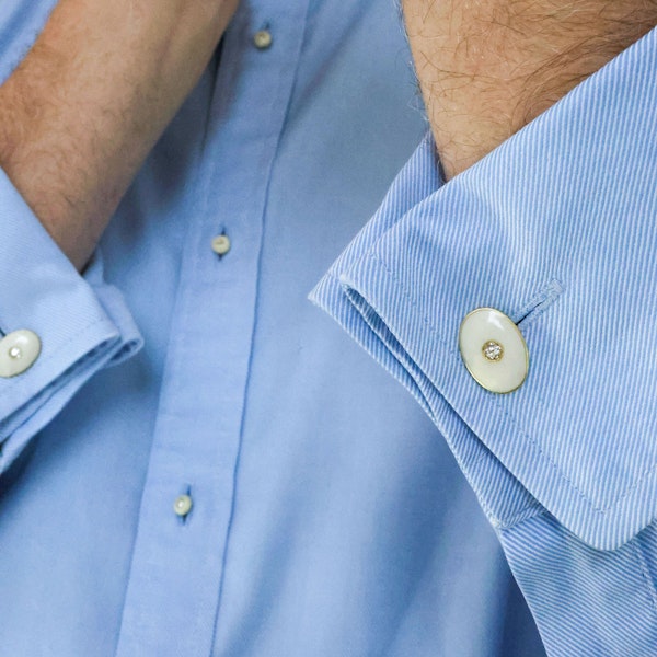 Gentlemen's Diamond, Enamel and Gold Dress Set, Circa 1920 - image 6