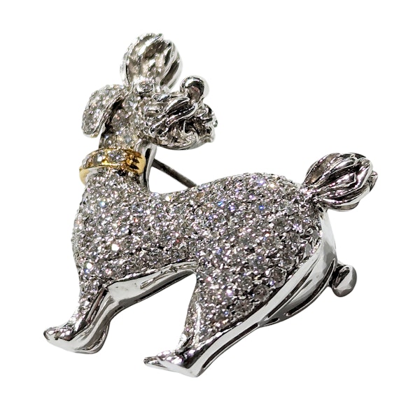 Vintage Italian Diamond and White Gold Poodle Brooch, 1994 - image 2