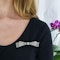 Edwardian Style Diamond and Silver Upon Gold Bow Brooch - image 4